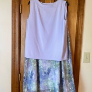 Dress Barn Purple Pleated A-Line Sleeveless Dress